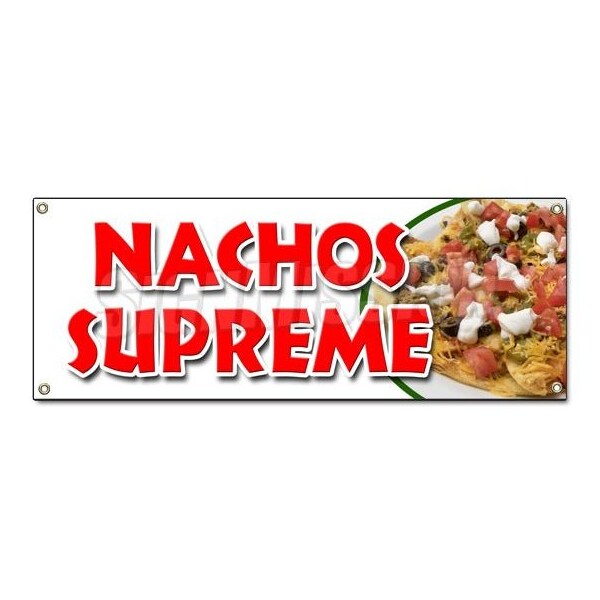 Signmission NACHOS SUPREME BANNER SIGN snack melted mexican chili tacos tex mex B-Nachos Supreme - main
